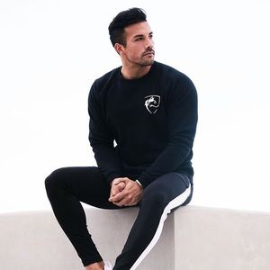 Men’s Alphalete striped joggers in black